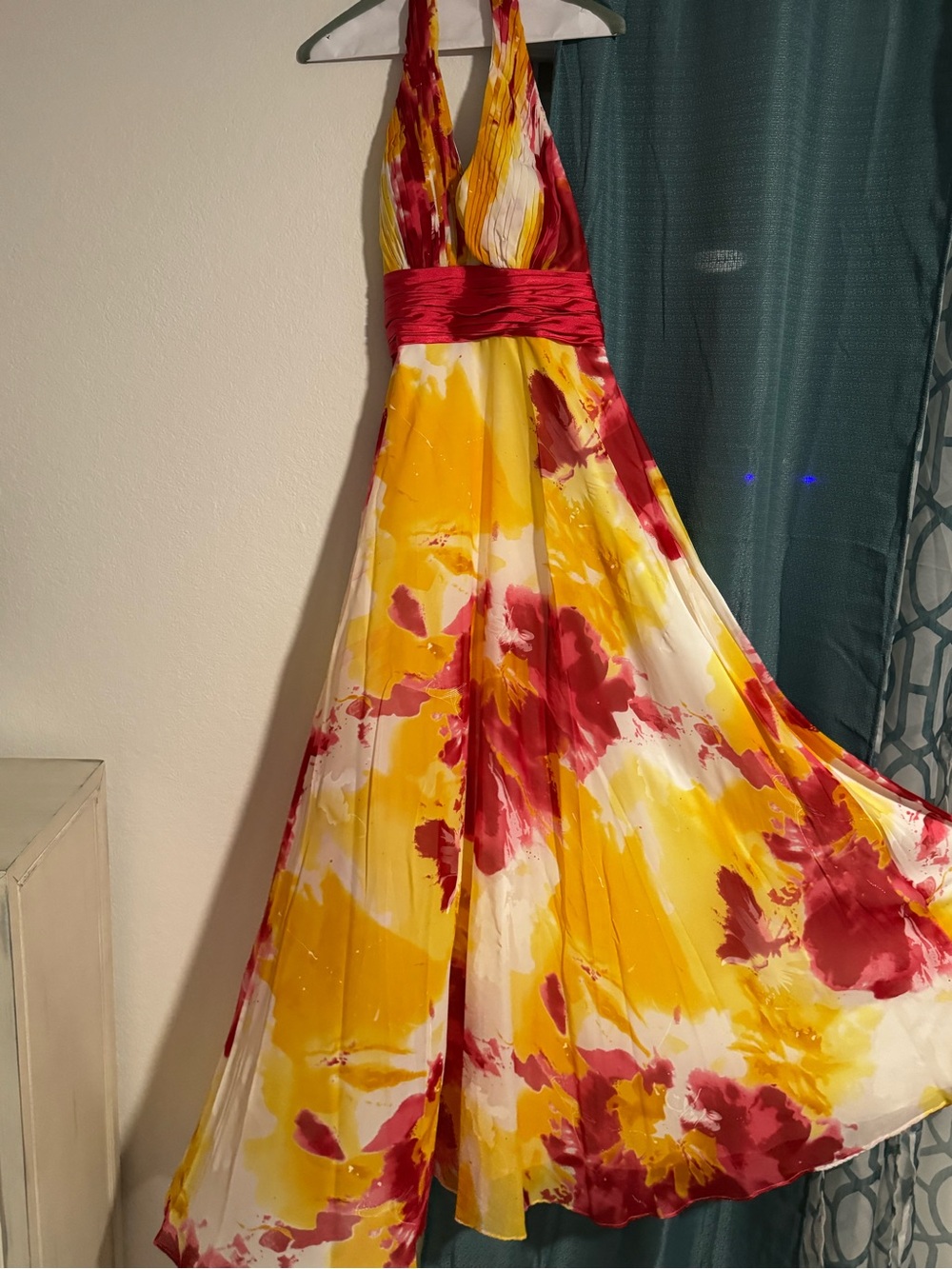 Camille La Vie Yellow and Red Halter Maxi Dress